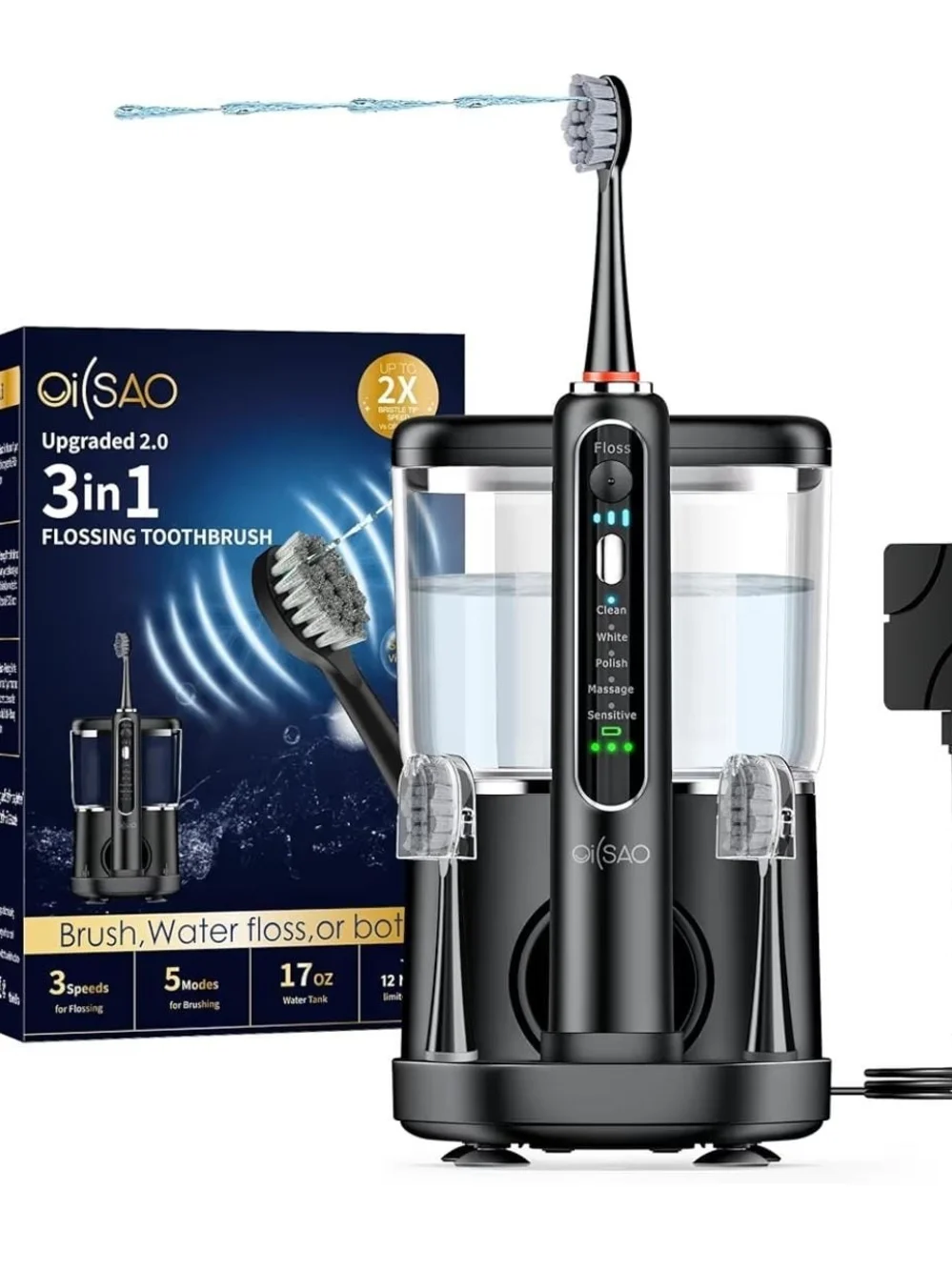 Electric Water Flosser Oral Irrigator - Black
